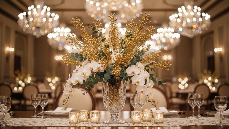 PRANSUNITA Metallic Golden Dry Stick – Natural Handmade Arrangement Bunch for Fancy Gift & Wedding Packaging Bridal Shower Bride's Bouquet Arrangement Decorations – 5 inch – Pack of 12 Sticks - Image 5