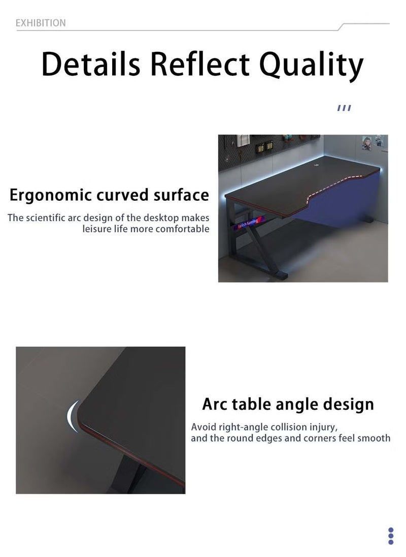 AGD - K-Shape Gaming Desk Computer Table Fixed Computer Study Desk for Electronic Games 120cm - Black - Image 1