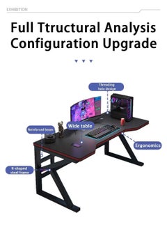 AGD K-Shape Gaming Desk Computer Table Fixed Computer Study Desk for Electronic Games 120cm - Black  - Image 2