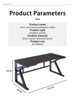 AGD K-Shape Gaming Desk Computer Table Fixed Computer Study Desk for Electronic Games 120cm - Black  - Image 5