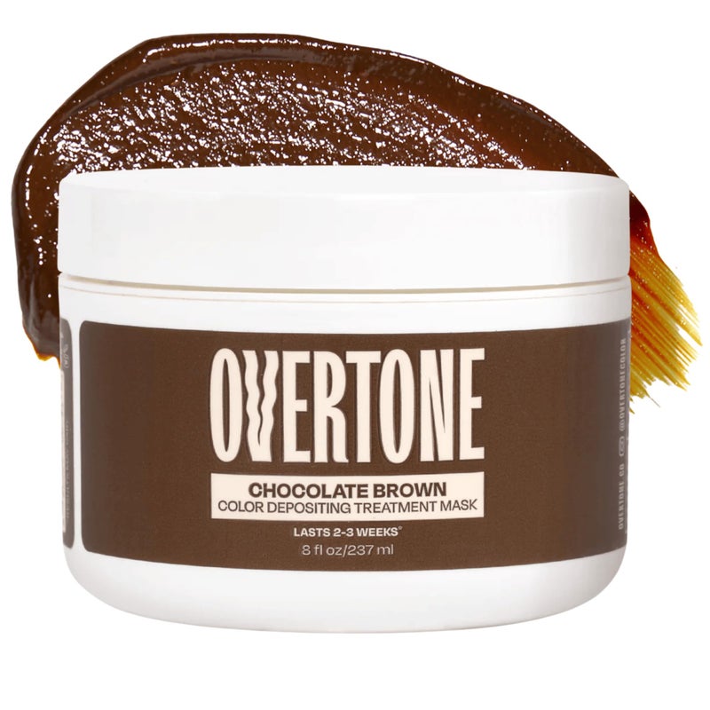 Overtone Color Depositing SemiPermanent Hair Dye Conditioner  8 oz For Natural  ColorTreated Hair Moisturizing Shea Butter  Coconut Oil  Vegan  CrueltyFree Chocolate Brown - Image 1