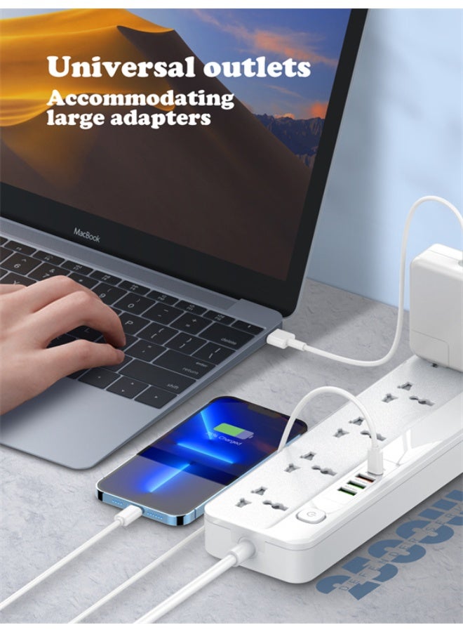 ريبنيو 5 أسلاك تمديد طاقة عالمية مع منافذ متعددة متوافقة مع قابس المملكة المتحدة/الإمارات العربية المتحدة، و3 منافذ USB PD بمعرف تلقائي لشحن الهاتف المحمول، وكابل تمديد بطول 2 متر للمنزل والمكتب والمستلزمات الأساسية للسكن الجامعي - Image 5