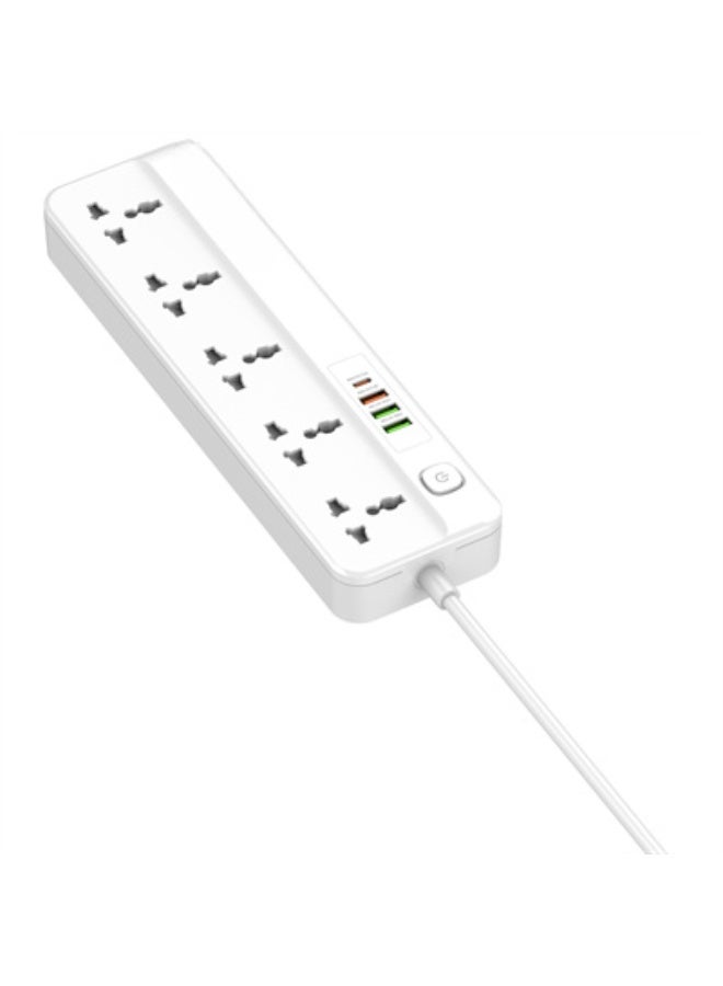 ريبنيو 5 أسلاك تمديد طاقة عالمية مع منافذ متعددة متوافقة مع قابس المملكة المتحدة/الإمارات العربية المتحدة، و3 منافذ USB PD بمعرف تلقائي لشحن الهاتف المحمول، وكابل تمديد بطول 2 متر للمنزل والمكتب والمستلزمات الأساسية للسكن الجامعي - Image 2