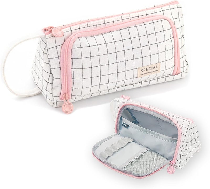 Large Capacity Pencil Case Pouch, Cute Aesthetic Big Capacity Zipper Cases Pen Portable Office Stationery Makeup Bag, Desk Organizer for College Adults Women Men (ZOOOM White/1)