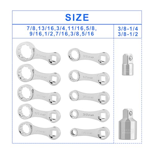 Gunpla 12pcs Torque Adapter Set SAE 12 Point Fastener 38 inch Wrench Torques Adaptor Extension 42 Chrome Molybdenum Steel 516 38 inch Calculation Adjustment Calibration Tools Kit in Storage Case - Image 3