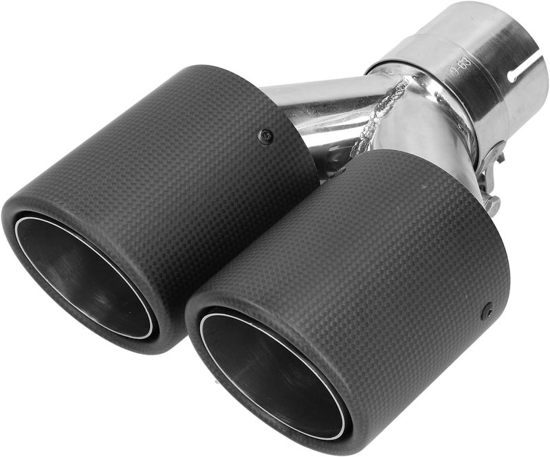 klarako Exhaust Tip, Universal Exhaust Tip Matte Carbon Fiber Tail Throat Yklarako Shaped Flat Dual Outlet Car Modification - Image 1