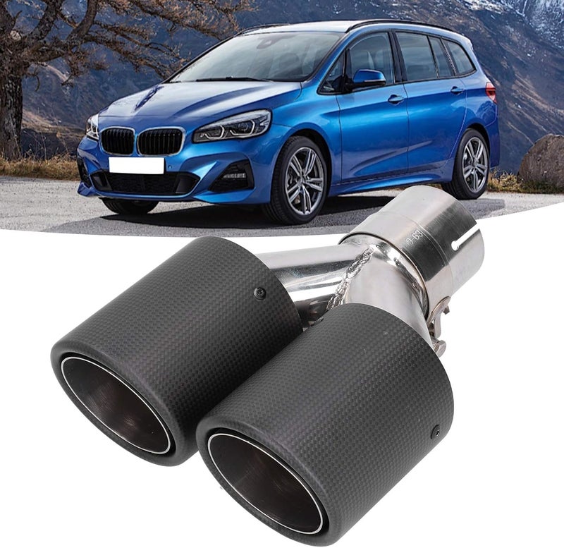 klarako Exhaust Tip, Universal Exhaust Tip Matte Carbon Fiber Tail Throat Yklarako Shaped Flat Dual Outlet Car Modification - Image 5