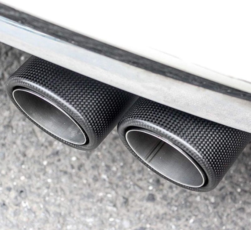 klarako Exhaust Tip, Universal Exhaust Tip Matte Carbon Fiber Tail Throat Yklarako Shaped Flat Dual Outlet Car Modification - Image 3