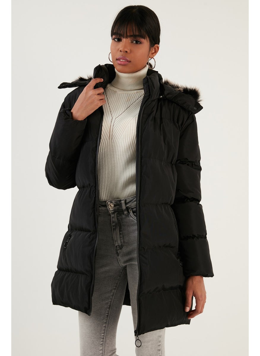 Lela Women's Coat with Faux Fur Collar, Removable Hooded and Pocketed Puffer Coat 5761645  - Image 3