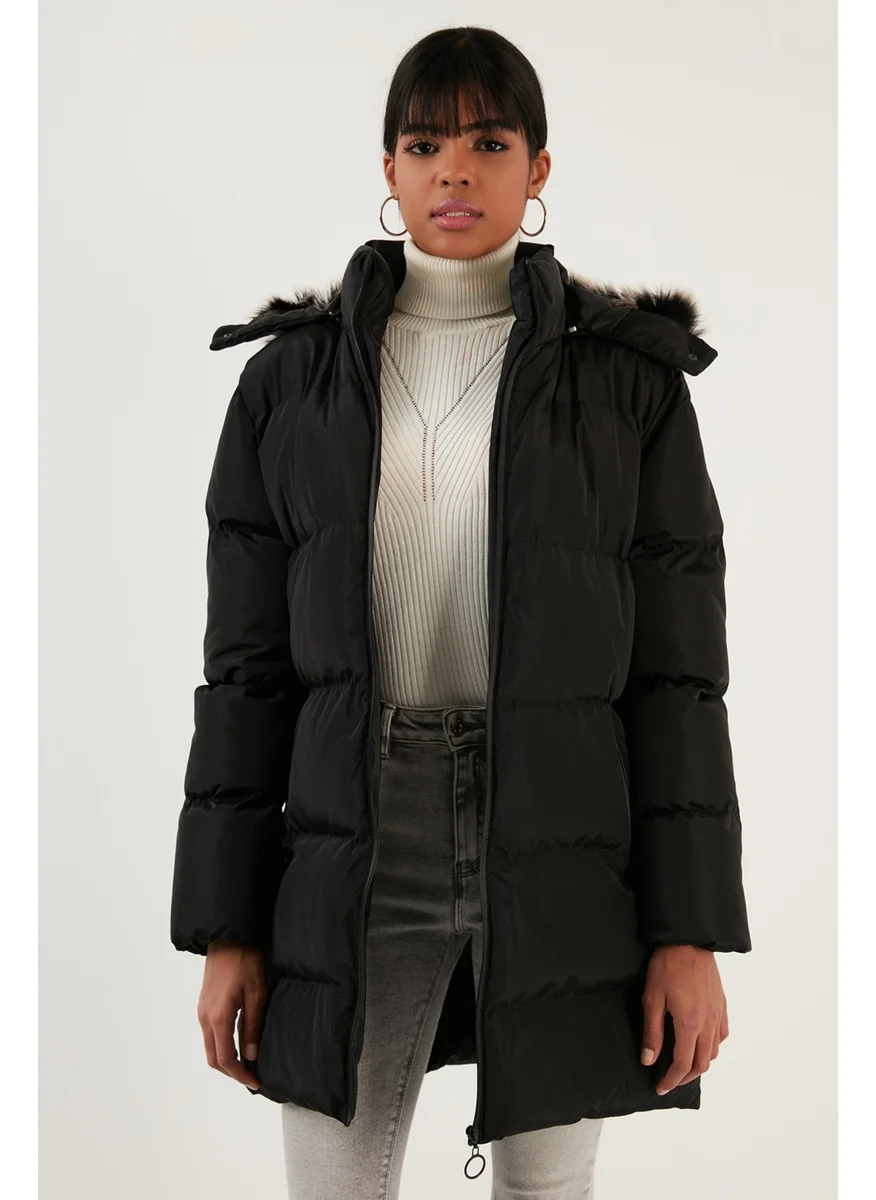 Lela Women's Coat with Faux Fur Collar, Removable Hooded and Pocketed Puffer Coat 5761645