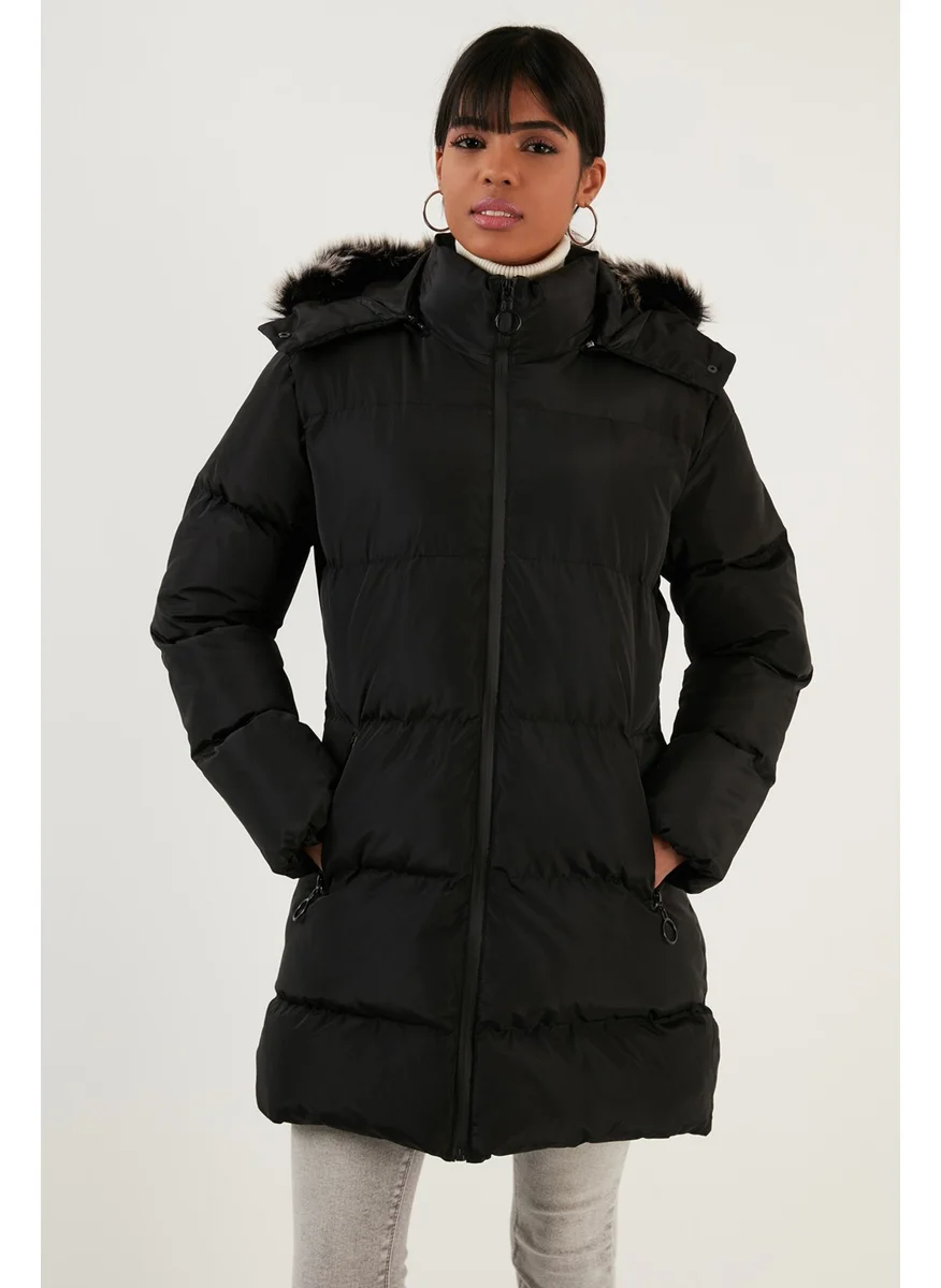 Lela Women's Coat with Faux Fur Collar, Removable Hooded and Pocketed Puffer Coat 5761645
