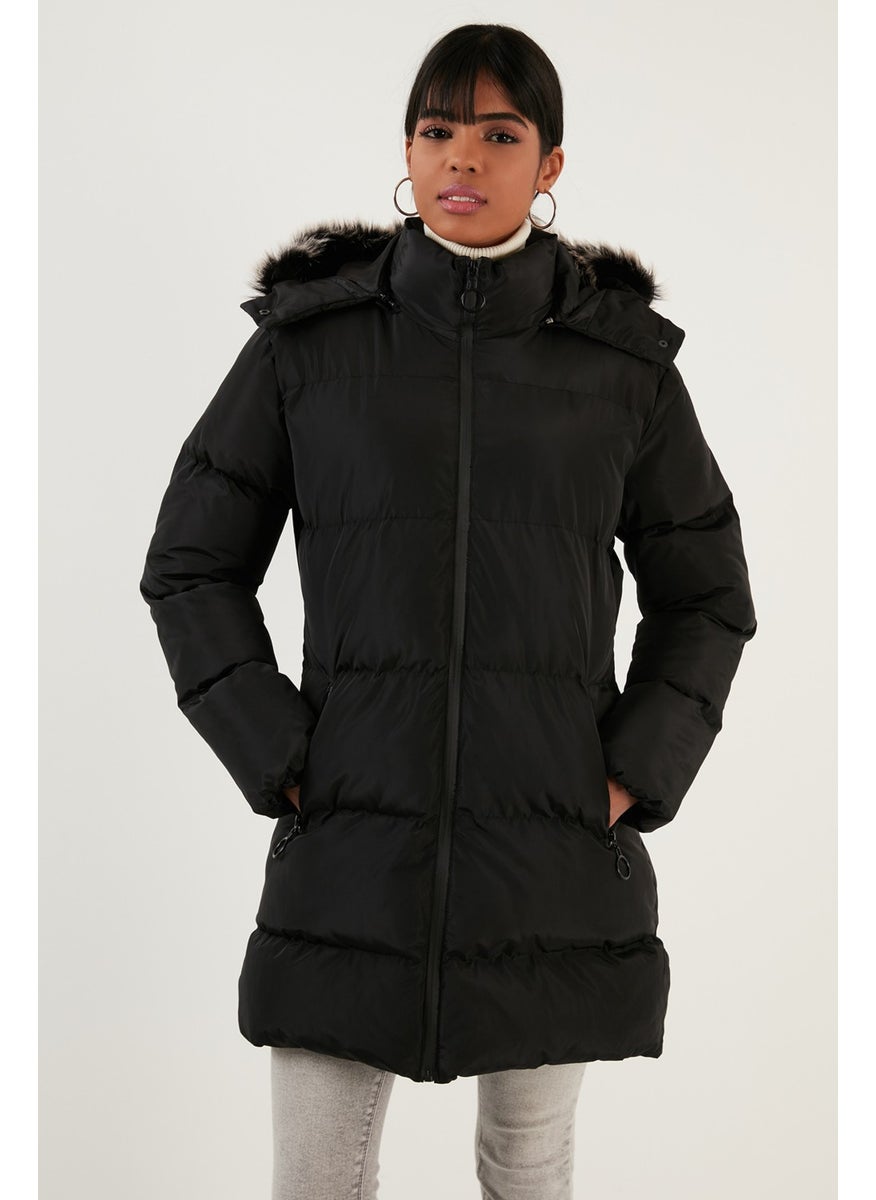 Lela Women's Coat with Faux Fur Collar, Removable Hooded and Pocketed Puffer Coat 5761645  - Image 2
