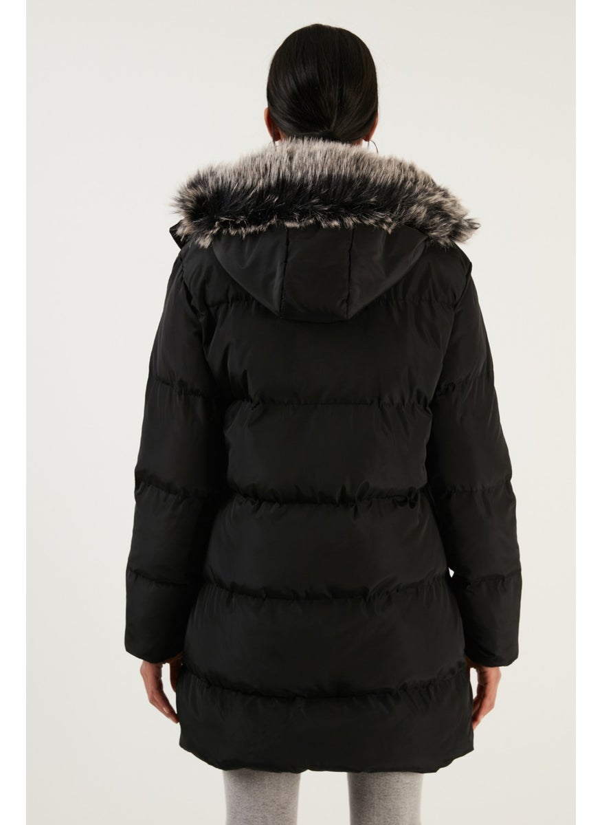 Lela Women's Coat with Faux Fur Collar, Removable Hooded and Pocketed Puffer Coat 5761645  - Image 5
