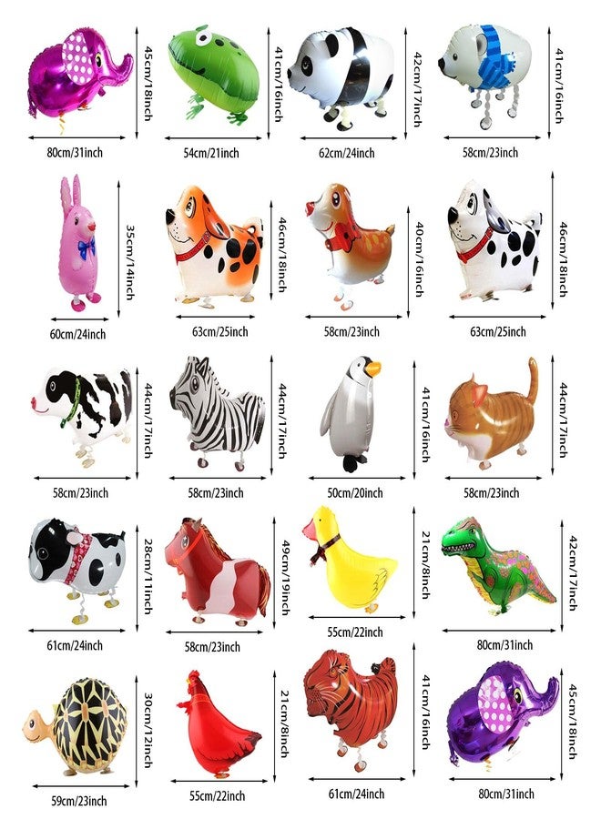 CUGBO 20Pcs Set Walking Animals Balloons Set, Pets Air Walker Balloons, Mylar Foil Helium Aluminum Balloon Kit for Kids Birthday Party Baby Shower Decor Children Gift - Image 2