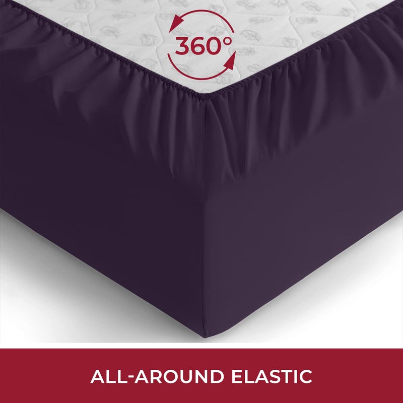 Mellanni King Fitted Sheet - Iconic Collection Bedding Sheets with up to 16 inch Deep Pocket - Soft & Cooling - Fade & Stain Resistant - 1 PC (King, Purple) - Image 4