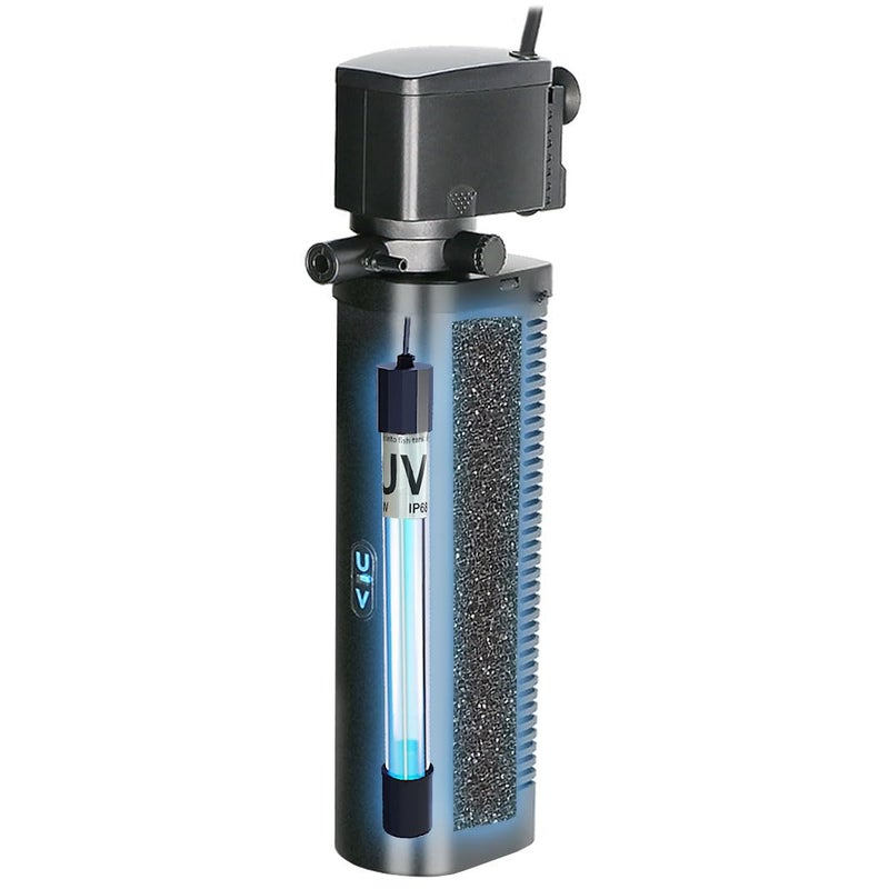 COOSPIDER Aquarium Filter for 100-400 Gallon Tank, U-V Fish Tank Green Clean Machine Submersible Powerful Pump Canister Filter 600GPH for Pond Turtle Tank Saltwater Freshwater Crystal Clear Green Killing - Image 1