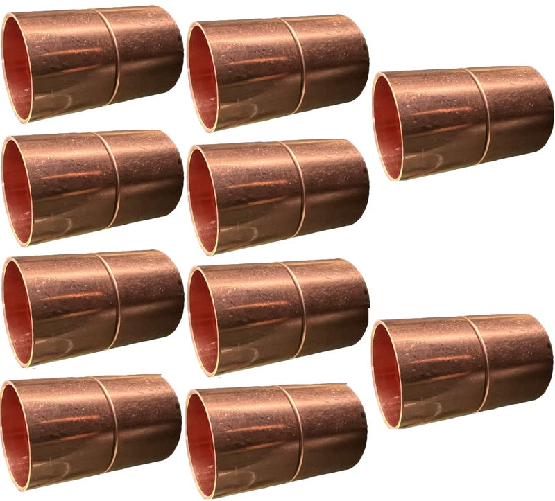 EZ-FLUID (10) EZ-FLUID Plumbing 1/2-Inch Copper Coupling with Stop, C x C Sweat Connection w/Roll Pipe Stop, Sweat Solder Connection Connector End Repair Coupler Copper Fittings,Residential,Commercial - Image 1