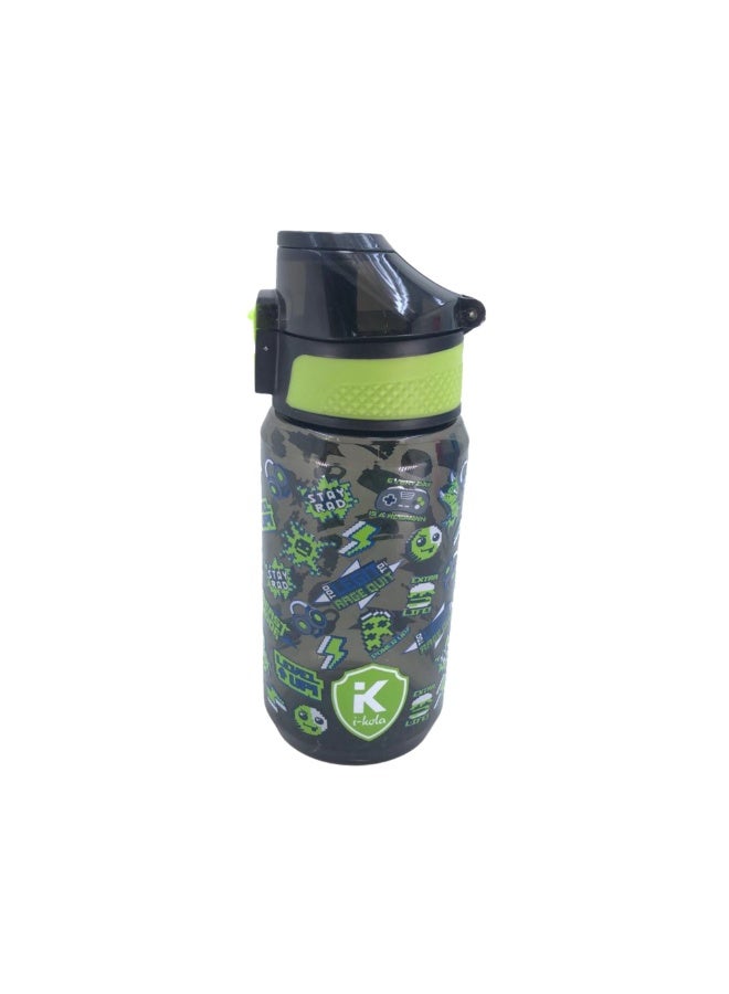 i-kola LEVEL UP GREEN 540 ML Kids Water Bottle for School | BPA-Free Plastic Water Bottle for Boys & Girls | Leakproof, Unbreakable, Easy to Drink, Quick Open Lock (TS-9234 A 3) - Image 2