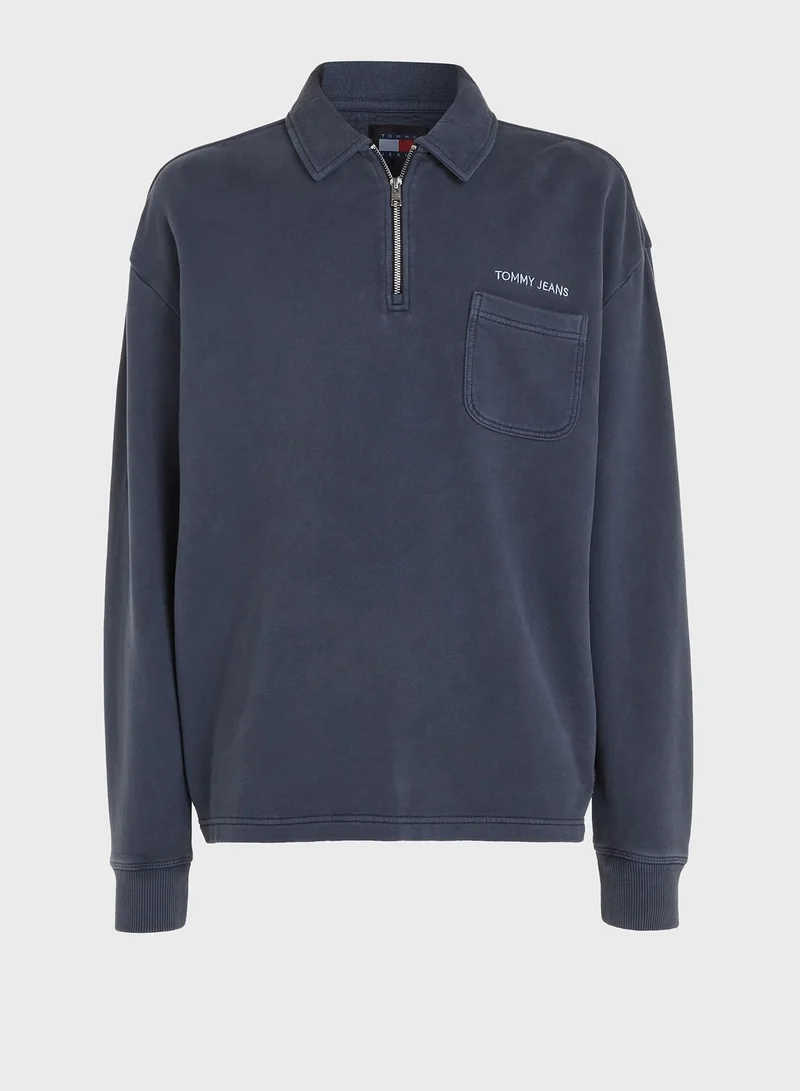 TOMMY JEANS Logo 1/4 Zip Sweatshirt
