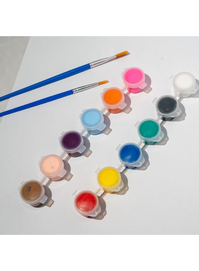 Painting Set, 12 Colors Acrylic Watercolor Paints with 2 Brushes for Crafts and Art Supplies - Image 1