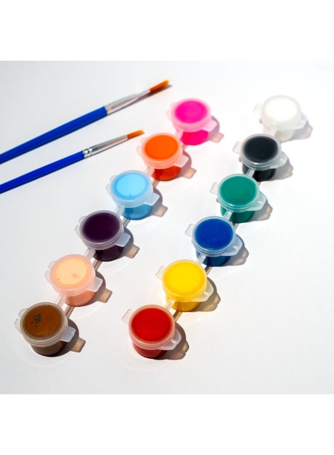 Painting Set, 12 Colors Acrylic Watercolor Paints with 2 Brushes for Crafts and Art Supplies - Image 5