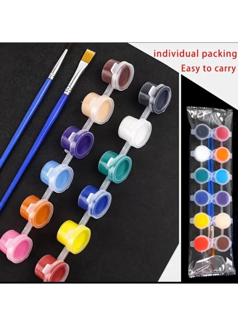 Painting Set, 12 Colors Acrylic Watercolor Paints with 2 Brushes for Crafts and Art Supplies - Image 3