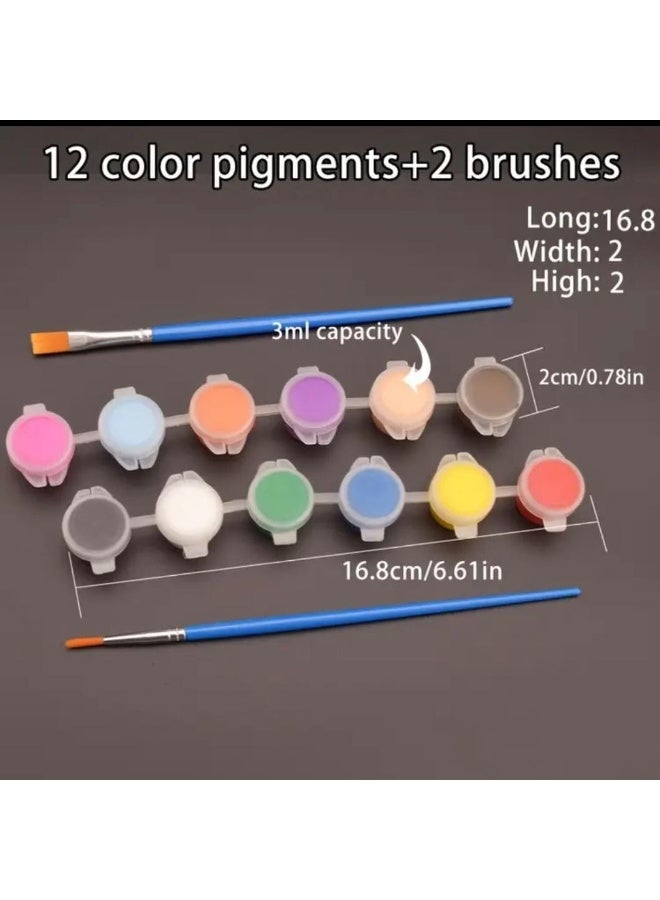 Painting Set, 12 Colors Acrylic Watercolor Paints with 2 Brushes for Crafts and Art Supplies - Image 2