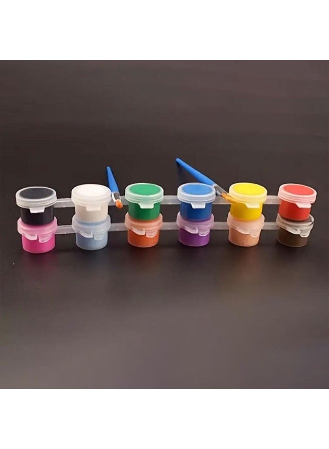 Painting Set, 12 Colors Acrylic Watercolor Paints with 2 Brushes for Crafts and Art Supplies - Image 4