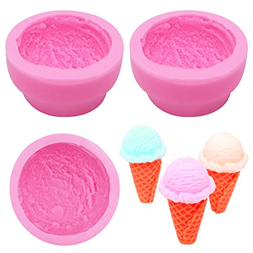 KuuGuu 3 PCS 3D Ice Cream Ball Shape Silicone Molds Semi Sphere Mold Cookie Pastry Mold for Chocolate Pudding Dome Mousse Fondant Cake Decoration DIY Clay Kitchen Baking Soap Candle - Image 1