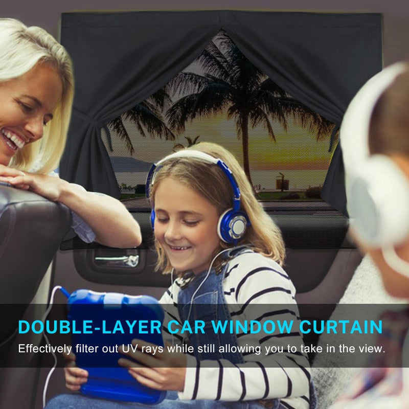 DIZA100 Car Window Shades, 2 PCS Magnetic Double Layer Car Sun Shade for Side Windows Privacy Full Covers/Half Shade Options Unicorn Patterns Car Window Curtains for Baby Protection - Image 3