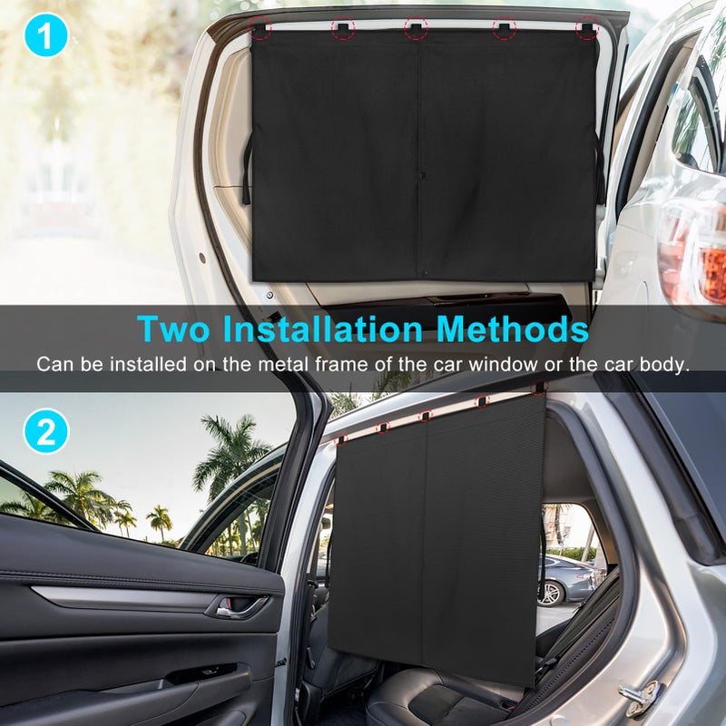 DIZA100 Car Window Shades, 2 PCS Magnetic Double Layer Car Sun Shade for Side Windows Privacy Full Covers/Half Shade Options Unicorn Patterns Car Window Curtains for Baby Protection - Image 5