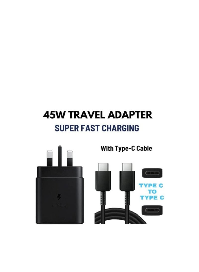 Generic - 45W Fast Charger Plug with USB C Cable for Samsung Galaxy S24 Ultra/S23 Plus/S23/S22/S21/S20 Ultra/S20/Note 20 /Note10 Plus/ Tab S10 Ultra/ Tab S10/ Tab S9/ Tab S9+/ Tab S8 and iPad Pro 13/ iPad 12.9 /iPad Pro 11/ iPad Air 6 - Image 1