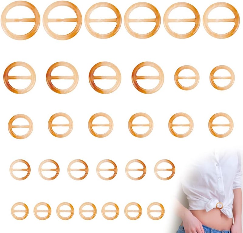 كلاراكو مشبك وشاح من الراتنج من Klarako مكون من 36 قطعة، مشبك وشاح دائري مسطح للقمصان، حلقة 20/25/28/39/45/49 مم، مشبك حلقة تعديل بلاستيكية لحزام حقيبة قماشية DIY، مشبك عقدة ملتوية للقمصان، حامل حزام المعطف - Image 1