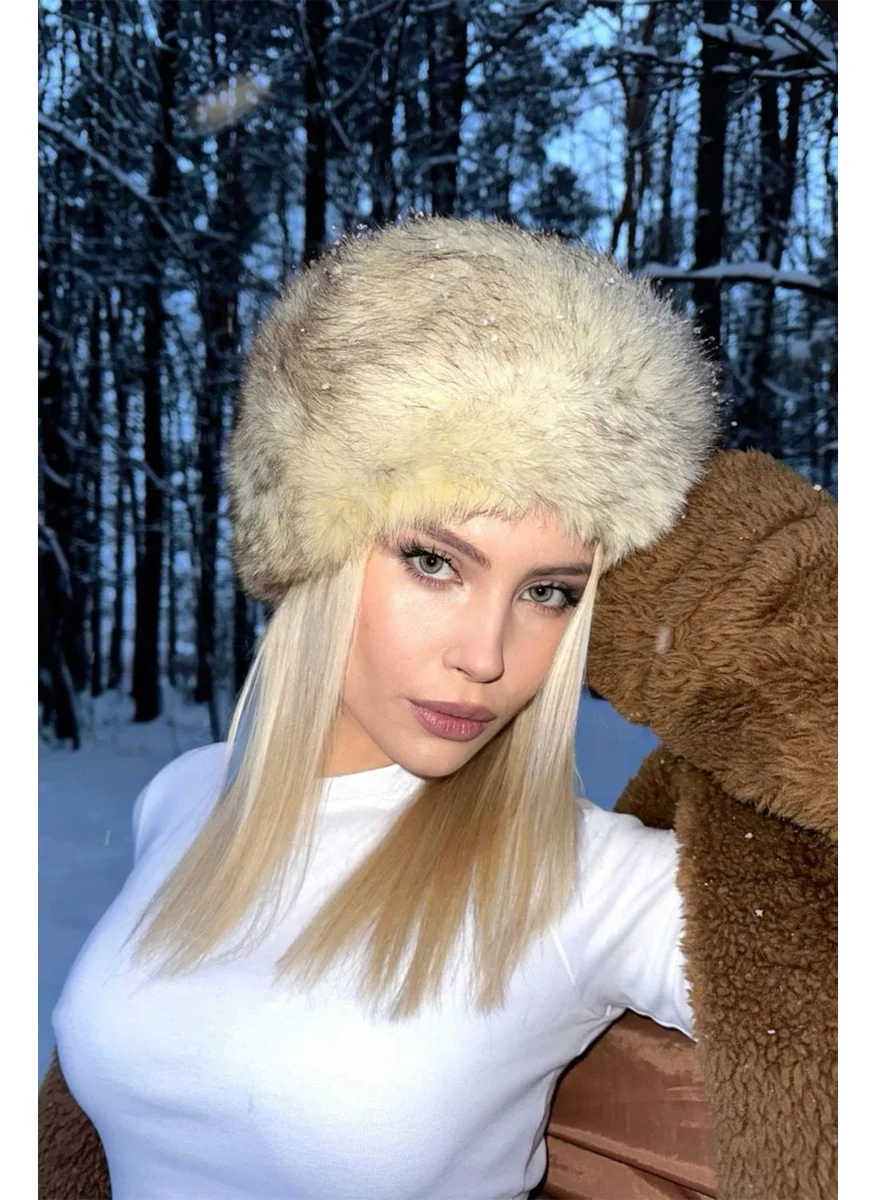 باهلس Trend Ecru Plush Fur Kalpak Hat
