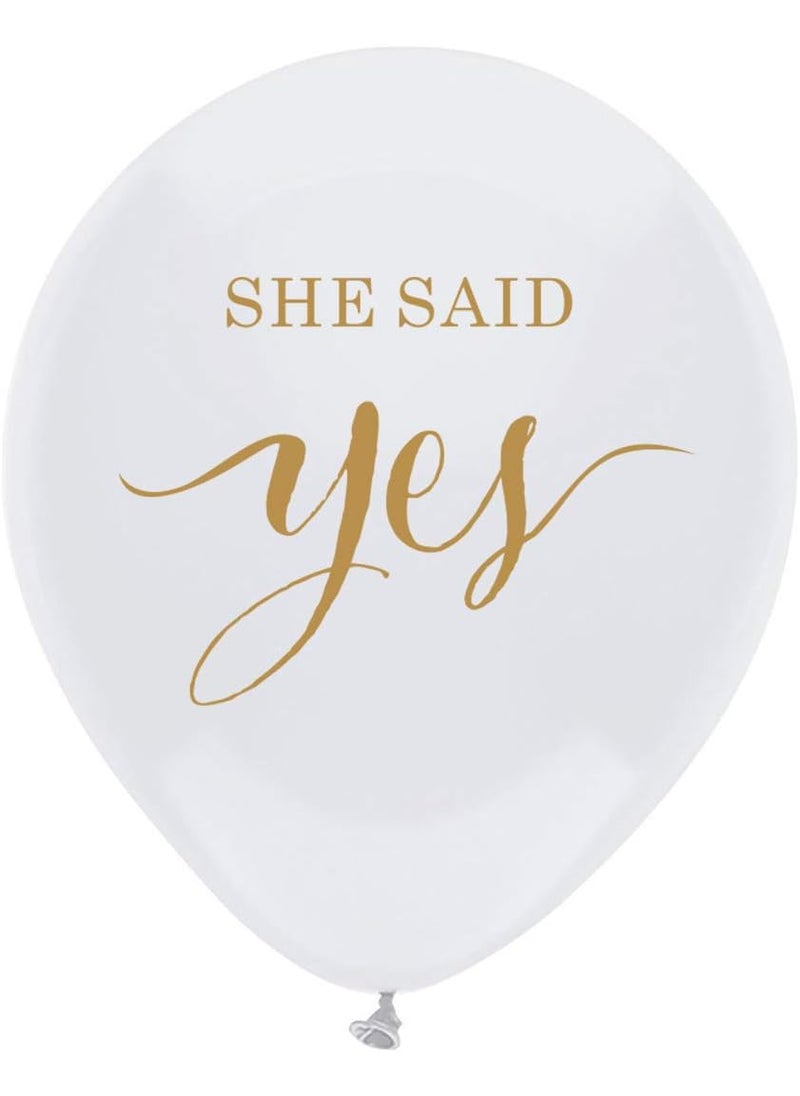 MAGJUCHE MAGJUCHE White she Said yes Balloons 16pcs Gold Bridal Shower Engagement Wedding Send Off Party Decorations Photo Prop 