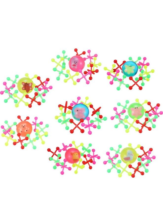 Tatuo 10 Set Plastic Jacks Game Retro Vintage Classic Game Of Jacks Assorted Neon Colors 1 Inch For Fun Party Favors Toy Gifts - Image 1