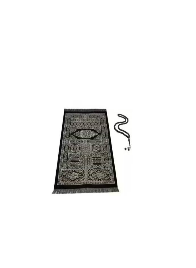 في آي بي سجادة صلاة فاخرة بكعبة الكعبة أسود 110x70 سم