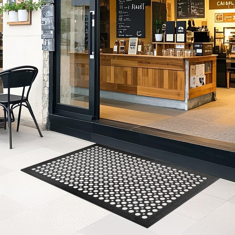 Rubber Outdoor Floor Mats Restaurant Kitchen Anti Fatigue Rubber Drainage Floor Mat Durable Non Slip Bar Floor Mats Used for Indoor Outdoor Wet Area 24 x 36 Black