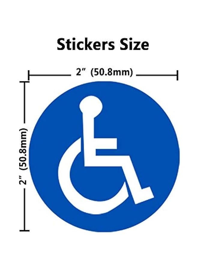 Disabled Wheelchair Symbol Labels | Handicap Signs Stickers 2 inch Round Convenient Decals for Handicapped Parking 60 pcs - Image 2