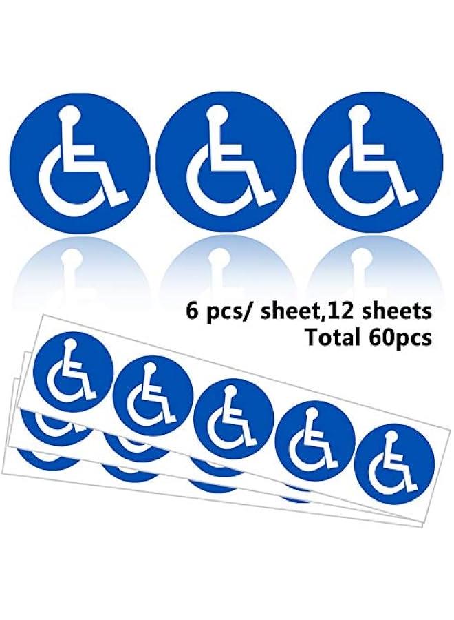 Disabled Wheelchair Symbol Labels | Handicap Signs Stickers 2 inch Round Convenient Decals for Handicapped Parking 60 pcs - Image 3