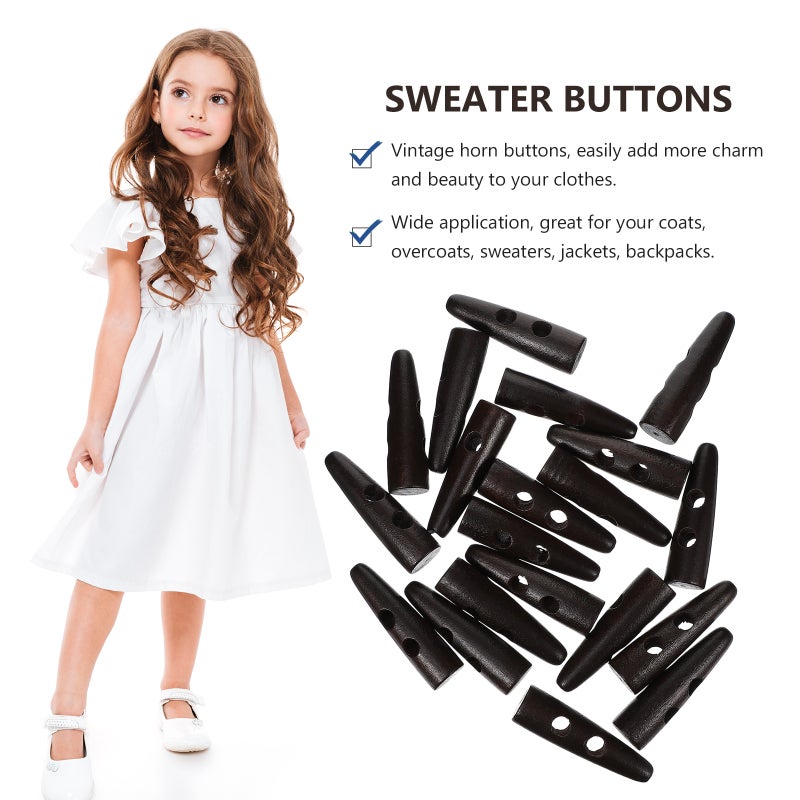 20Pcs Coat Buttons Decorative Sweater Buttons DIY Clothing Horn Buttons - Image 2