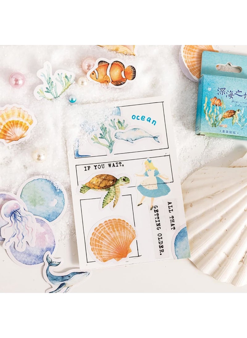 SYOSI ملصقات حيوانات المحيط، ملصقات زخرفية من قواقع البحر ونجوم البحر وفرس البحر لتدوين الملاحظات، تزيين الألبومات، التخطيط، الكمبيوتر المحمول، الحرف اليدوية، ومشاريع الفن، مقاومة للماء ودائمة، مثالية للأطفال والمراهقين والبالغين، مجموعة واحدة - Image 4