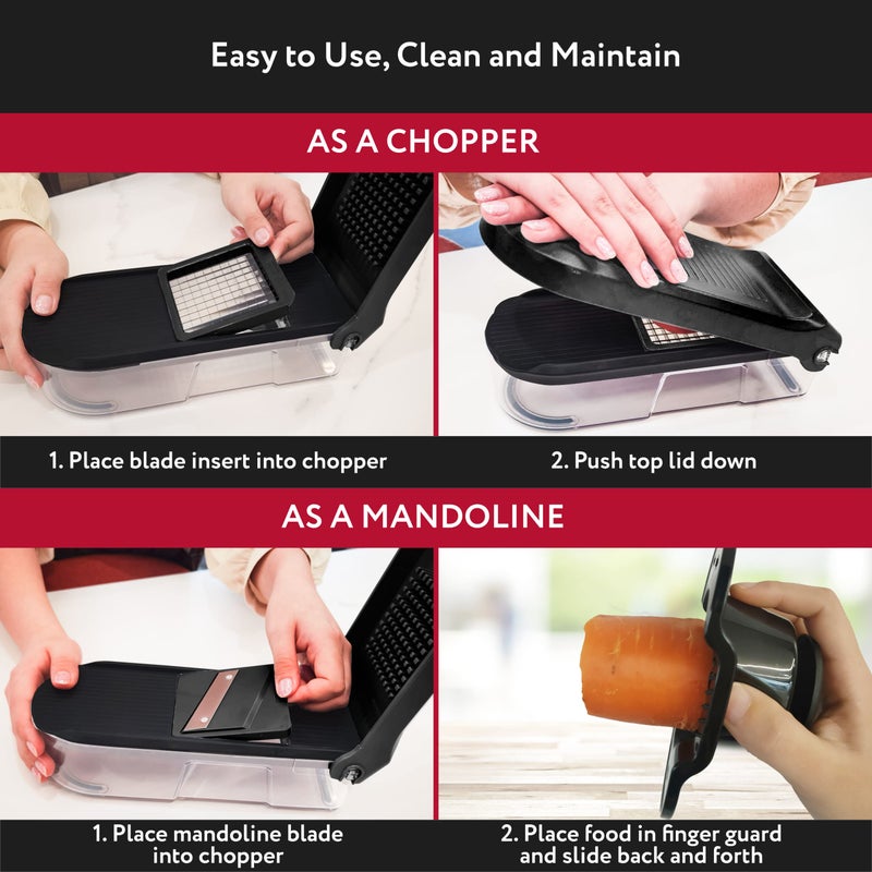 Fullstar Vegetable Chopper, Cheese Slicer, Food Chopper, Veggie Chopper, Onion Chopper, Vegetable Chopper with Container, Mandoline Slicer & Cheese Grater (6 in 1 - Black) - Image 4