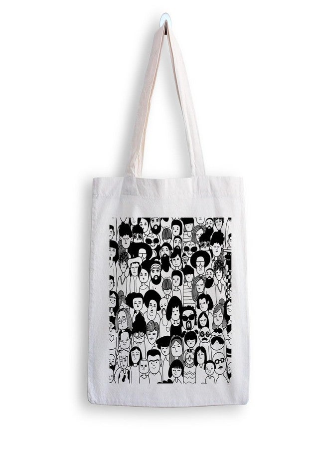 ARTBUG Tote Bag for Women with zip, Aesthetic Canvas tote bag for college girls, office, stylish and reusable - Peoples - D No - 043 - Image 1
