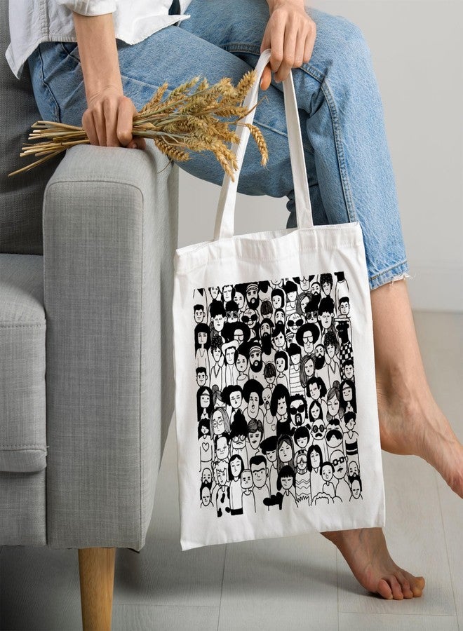 ARTBUG Tote Bag for Women with zip, Aesthetic Canvas tote bag for college girls, office, stylish and reusable - Peoples - D No - 043 - Image 2
