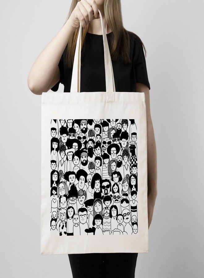 ARTBUG Tote Bag for Women with zip, Aesthetic Canvas tote bag for college girls, office, stylish and reusable - Peoples - D No - 043 - Image 3