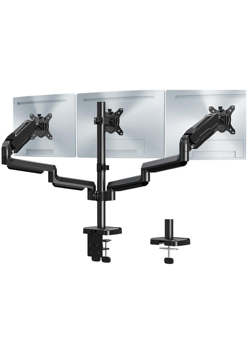 ELTRAZONE Triple Monitor Mount - Full Motion Gas Spring Stand for Three Screens up to 32 Inches - Heavy Duty VESA Mount - Black - Image 1