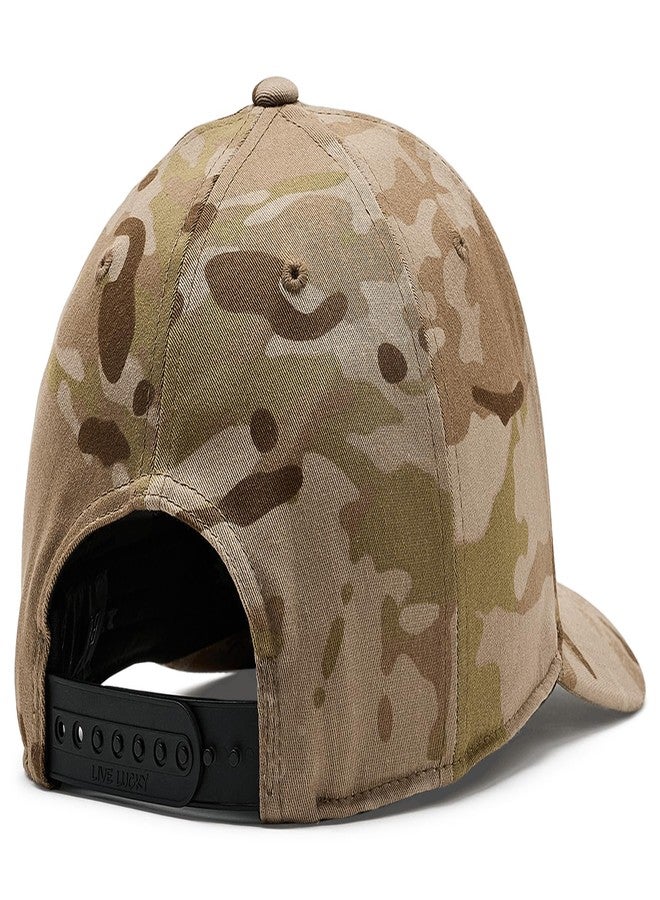 Black Clover, Unisex, Clover Nation 30 Snapback Adjustable Hat, Tan Camo Hat/Black Flag, One Size - Image 2
