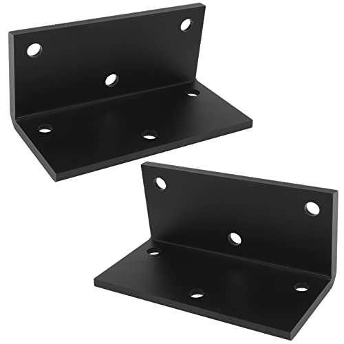eoere 2 PCS 8" x 4" Heavy Duty L Right Angle Bracket, 4 Gauge 90 Degree Corner Brace Floating Shelf Bracket for Fireplace Mantel, Wood, Max Load 300 lbs - Image 3