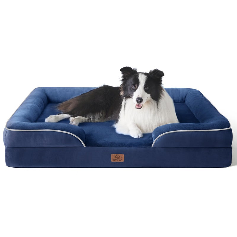Bedsure Orthopedic Dog Beds Large Sized Dog Washable Large Dog Cat Bed Waterproof Comfort Dogs Couch Sofa with Washable Removable Cover Pet Bed with Nonskid Bottom Blue Navy 35